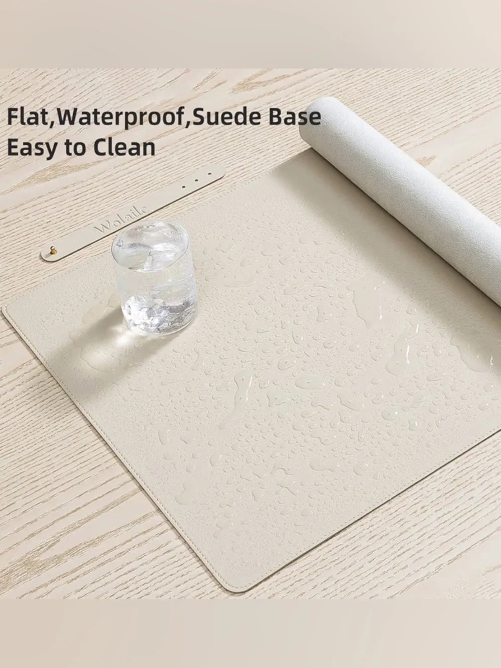 Wolaile | Big leather waterproof keyboard Desk Pad 36x17 inch Ivory White